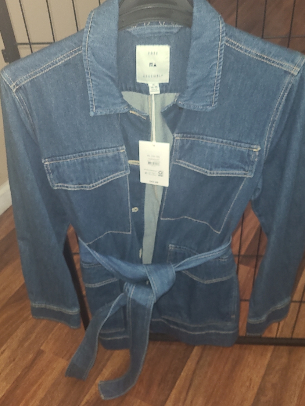 FREE ASSEMBLY Denim Utility Belted Jacket - Blue SZ XL